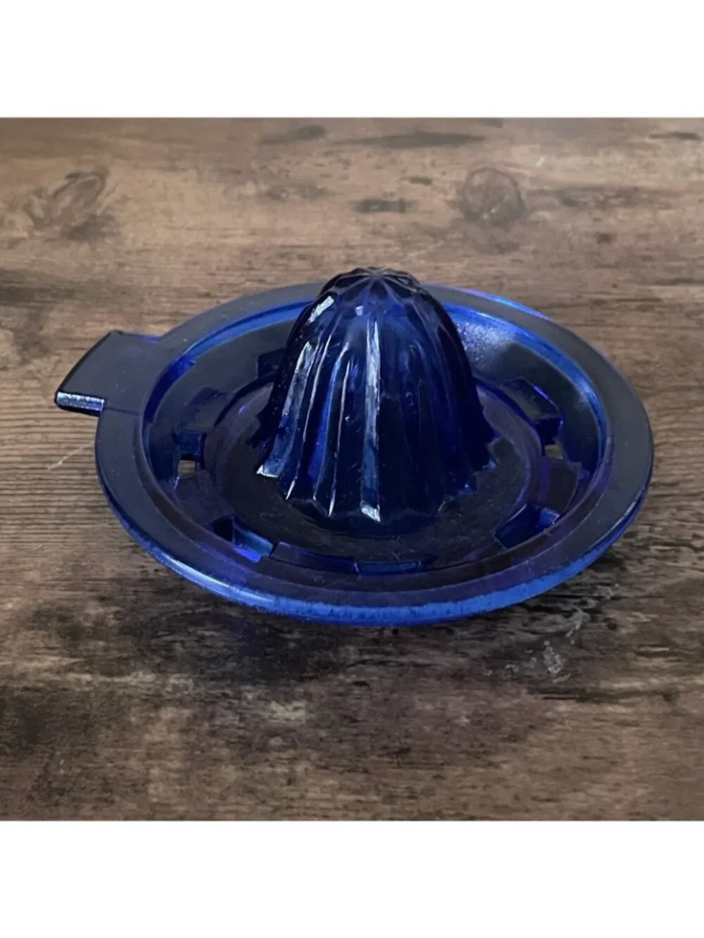 Vintage Cobalt Blue Glass Citrus Reamer Fruit Juice Juicer Handheld Tab Handle